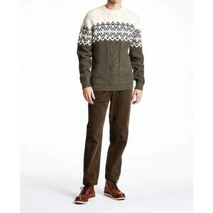 NEW LINDBERGH two color yolk cable knit sweater in dkarmymix